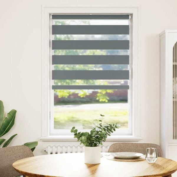 vidaXL Zebra rolgordijn 75x100 cm stofbreedte 70,9 cm donkergrijs