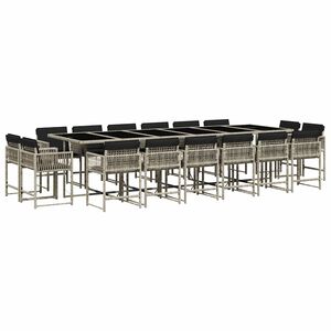 vidaXL 17-delige Tuinset met kussens poly rattan lichtgrijs