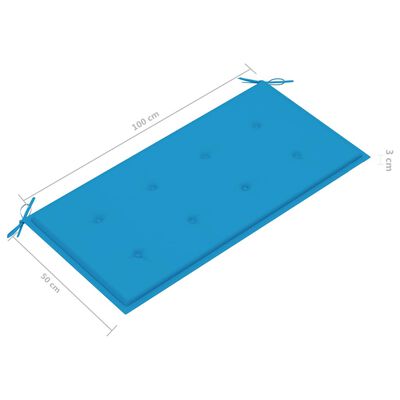 vidaXL Tuinbank met blauw kussen 112 cm massief teakhout