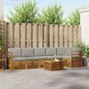 vidaXL Sofa-Sets 7 pcs Natuurlijk en Lichtgrijs Massief Acaciahout