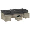 vidaXL 8-delige Loungeset met kussens poly rattan lichtgrijs