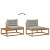 vidaXL Buiten bankenset met kussen 3 Stuk Natuurlijk en Lichtgrijs