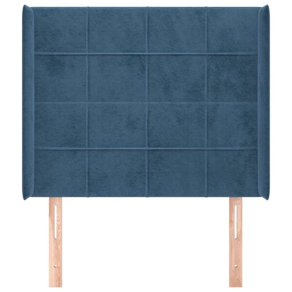 vidaXL Hoofdbord met randen 83x16x118/128 cm fluweel blauw
