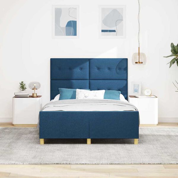 vidaXL Bedframe met hoofdeinde Blauw 160 x 200 cm Stof