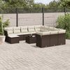 vidaXL 13-delige Loungeset met kussens poly rattan bruin
