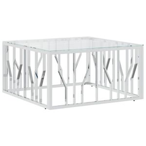 vidaXL Salontafel 80x80x40 cm roestvrij staal en glas