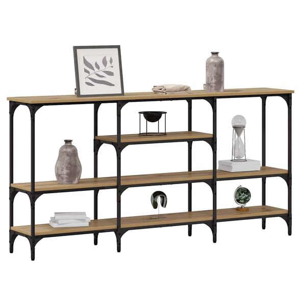 vidaXL Wandtafel artisanaal eikenkleurig 160 x 29 x 80 cm Bewerkt hout