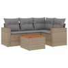 vidaXL 5-delige Loungeset met kussens poly rattan beige