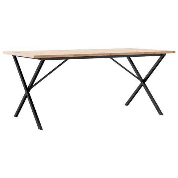 vidaXL Eettafel X-frame 180x90x75,5 cm massief grenenhout en staal