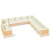 vidaXL 11-delige Loungeset met cr&egrave;mekleurige kussens grenenhout