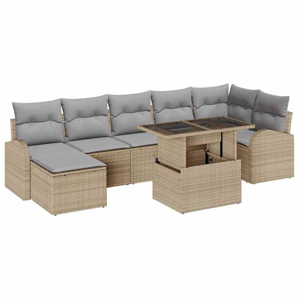 vidaXL Tuin Sofa Set met kussen 8 pcs beige en lichtgrijs