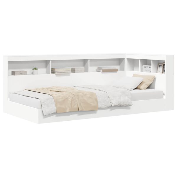 vidaXL Boekenkast Bed met hoofdeinde Wit 100 x 200 cm Bewerkt hout
