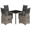 vidaXL 5-delige Bistroset met kussens poly rattan grijs