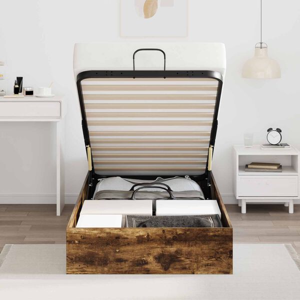 vidaXL Ottoman Bedframe Gerookt eiken 193 x 120 x 25 cm Spaanplaat