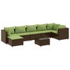 vidaXL 8-delige Loungeset met kussens poly rattan bruin