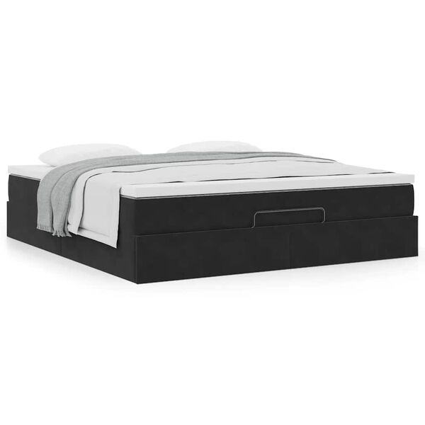 vidaXL Ottoman bed met matras 180x200cm fluweel zwart