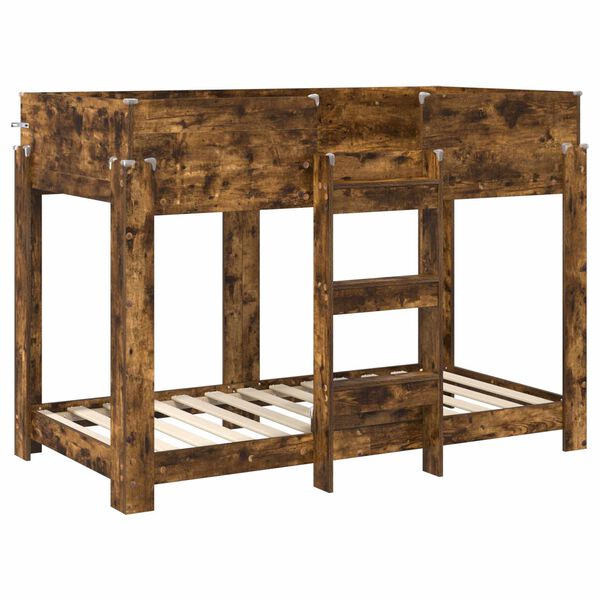 vidaXL Bunk Bed voor Kinderen Gerookt eiken 80 x 160 cm Bewerkt hout