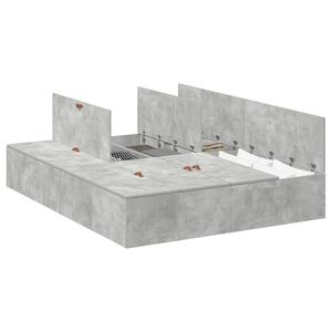 vidaXL Opbergbedframe met opslag Beton Grijs 140 x 190 cm Bewerkt hout
