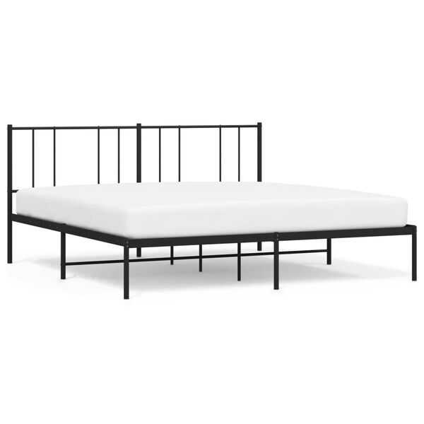 vidaXL Bedframe met hoofdbord metaal zwart 200x200 cm