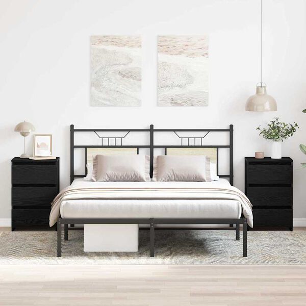 vidaXL Nachtkastje 2 pcs Zwart Eiken 40 x 35 x 62,5 cm Bewerkt hout