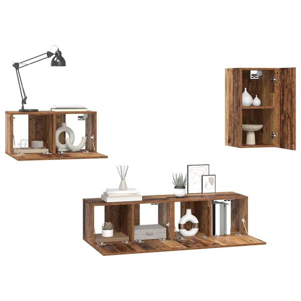 vidaXL Tv-meubelset met lade 4 pcs Oud Hout Bewerkt hout