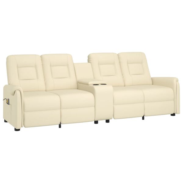 vidaXL Massagestoel 4-zits verstelbaar met bekerhouder crèmekleurig