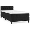 vidaXL Boxspring met matras fluweel zwart 80x200 cm
