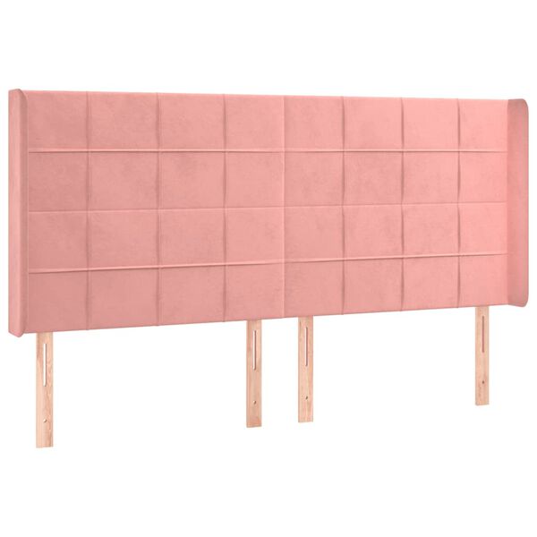 vidaXL Hoofdbord LED 183x16x118/128 cm fluweel roze