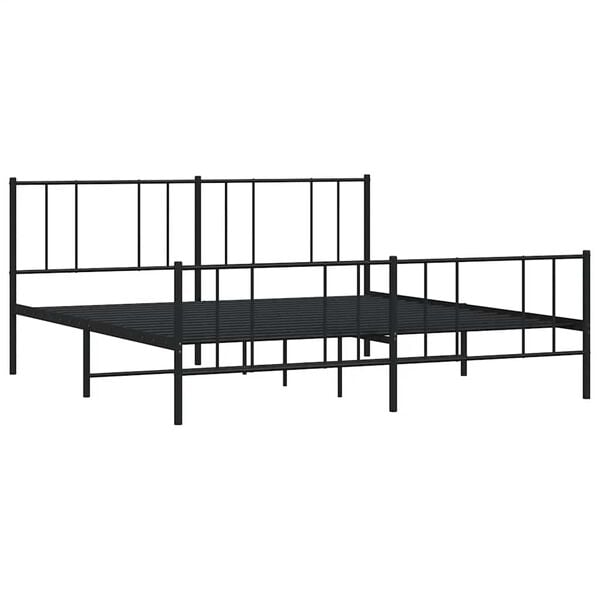 vidaXL Bedframe met hoofd- en voeteneinde metaal zwart 193x203 cm