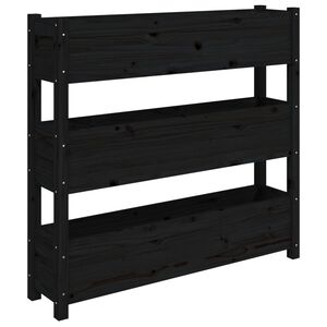 vidaXL Plantenbak 112x25x104,5 cm massief grenenhout zwart