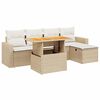 vidaXL 6-delige Loungeset met kussens poly rattan beige