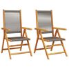 vidaXL Opklapbare stoelen, 2 stuks, grijs, massief acaciahout en polypropyleen