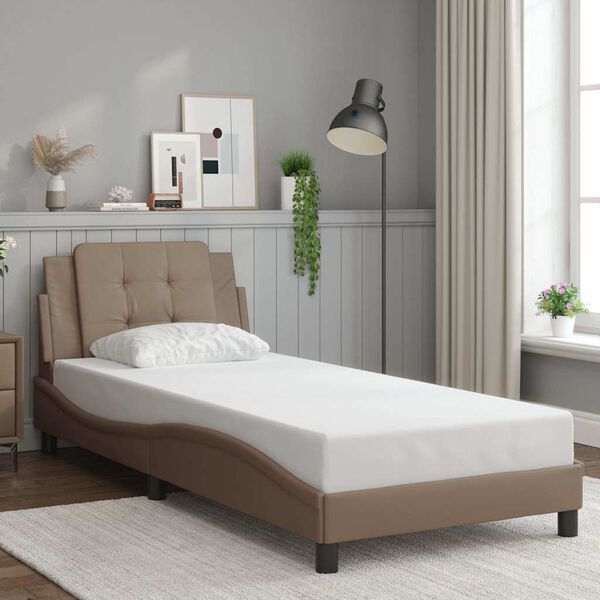 vidaXL Bedframe zonder matras "Zadar" kunstleer cappuccinokleurig 100x200 cm