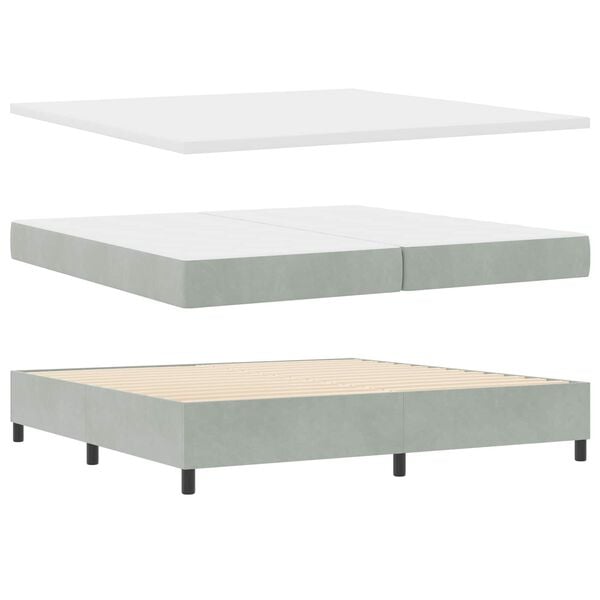 vidaXL Boxspringbed met matras Lichtgrijs 200 x 200 cm Fluweel