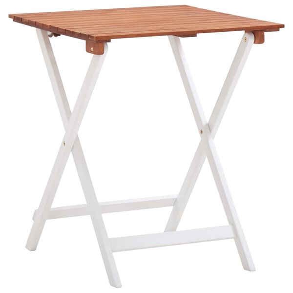 vidaXL 3-delige Bistroset massief acaciahout donkerbruin en wit