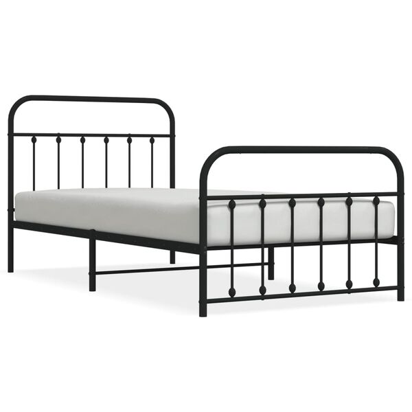vidaXL Bedframe met hoofd- en voeteneinde metaal zwart 107x203 cm