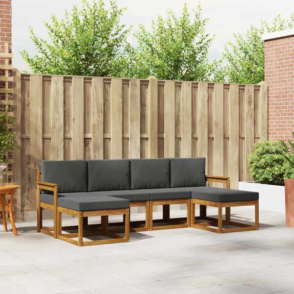 vidaXL Buiten bankenset met kussen 6 pcs Natuurlijk en Antraciet