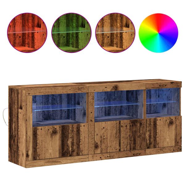 vidaXL LED Sideboard Oudhout 162 x 37 x 67 cm Bewerkt hout