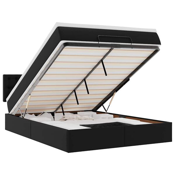 vidaXL Ottoman bed met matras 140x190cm kunstleer zwart
