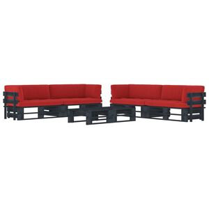 vidaXL 6-delige Loungeset pallet met kussens zwart ge&iuml;mpregneerd hout