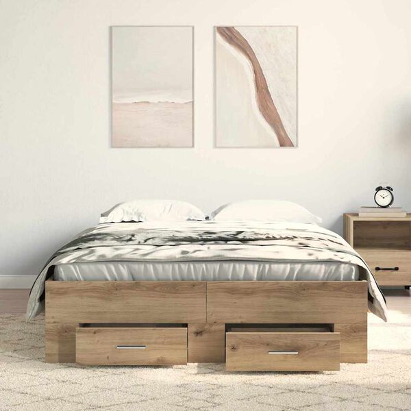 vidaXL Bedframe met lade Artisan Eiken 120 x 200 cm Bewerkt hout