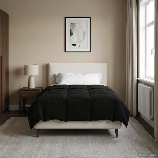 vidaXL Vol jaar dekbed Gekwilt Zwart 140 x 200 cm Microfiber