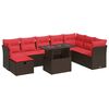 vidaXL 9-delige Loungeset met kussens poly rattan acacia bruin