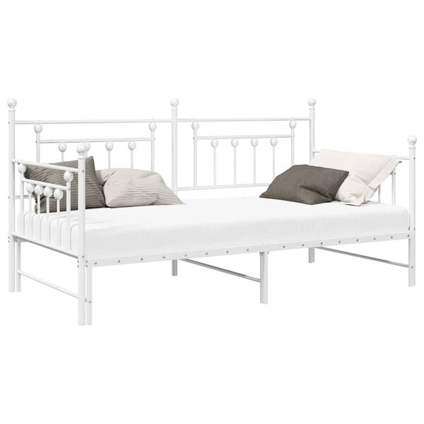 vidaXL Bedframe voor een daybed met hoofdeinde Wit 100 x 190 cm Staal
