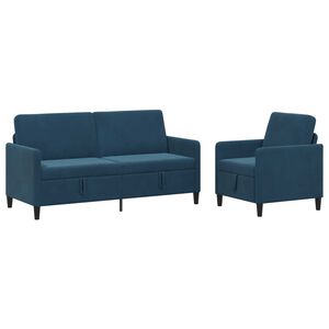 vidaXL Bankenset met opbergruimte 2 st Blauw Polyester