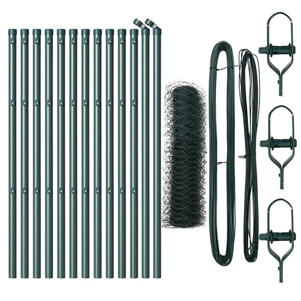 vidaXL Afrasteringspaal Groen 25 x 0,8 m (36 mm gaas) Staal en PVC