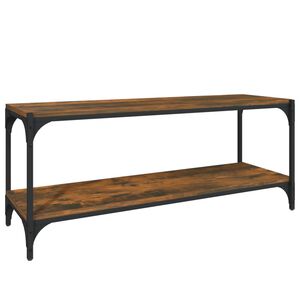 vidaXL Tv-meubel 100x33x41 cm bewerkt hout en staal gerookt eikenkleur