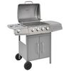 vidaXL Gasbarbecue 4+1 kookzone zilver