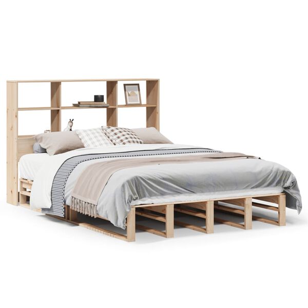 vidaXL Bed met boekenkast zonder matras massief hout 160x200 cm