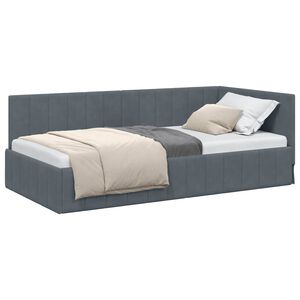 vidaXL Hoekbedframe met hoofdeinde Donkergrijs 90 cm x 200 cm Fluweel